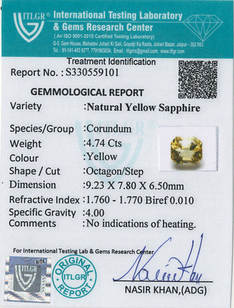 Yellow Sapphire - 4.74 Carat