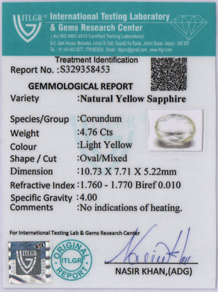 Yellow Sapphire - 4.76 Carat