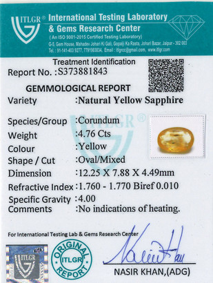 Yellow Sapphire - 4.76 Carat