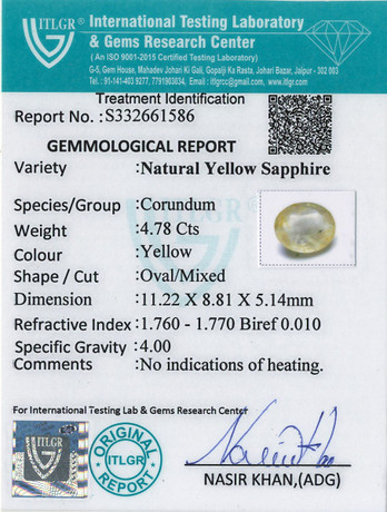Yellow Sapphire - 4.78 Carat