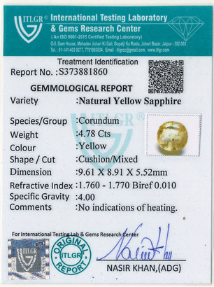 Yellow Sapphire - 4.78 Carat
