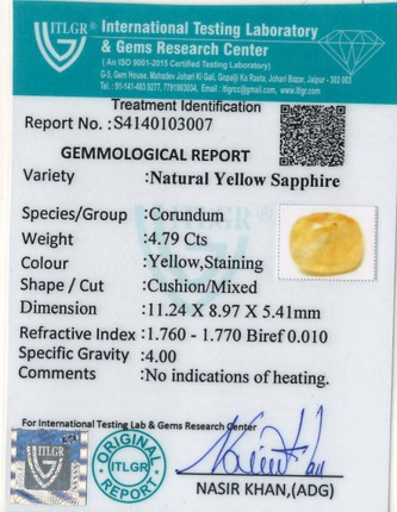 Yellow Sapphire - 4.79 Carat