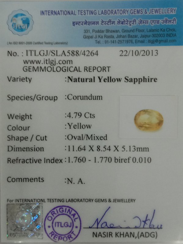 Yellow Sapphire - 4.79 Carat