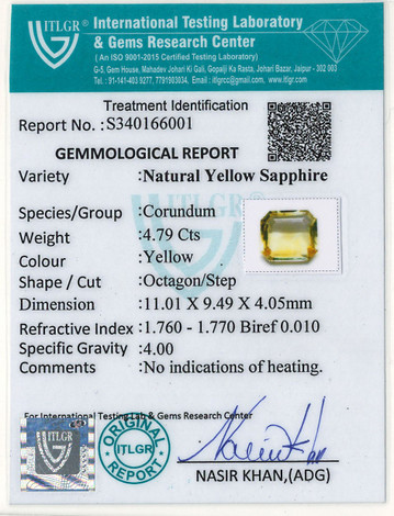 Yellow Sapphire - 4.79 Carat