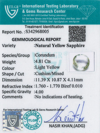 Yellow Sapphire - 4.81 Carat
