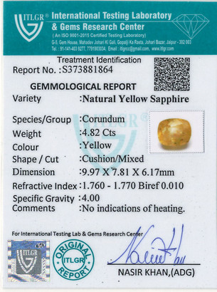 Yellow Sapphire - 4.82 Carat
