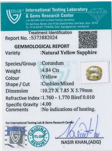 Yellow Sapphire - 4.84 Carat