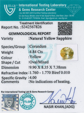 Yellow Sapphire - 4.84 Carat