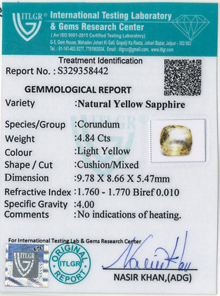 Yellow Sapphire - 4.84 Carat