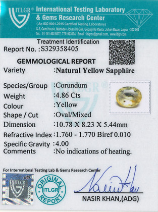 Yellow Sapphire - 4.86 Carat