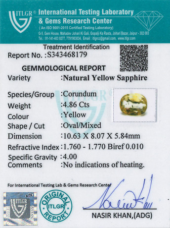 Yellow Sapphire - 4.86 Carat