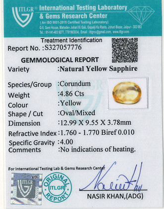 Yellow Sapphire - 4.86 Carat
