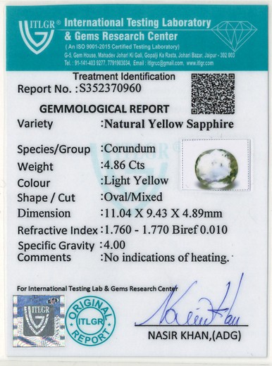 Yellow Sapphire - 4.86 Carat