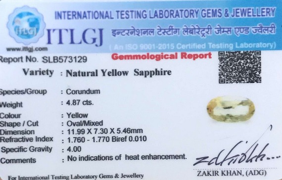 Yellow Sapphire - 4.87 Carat