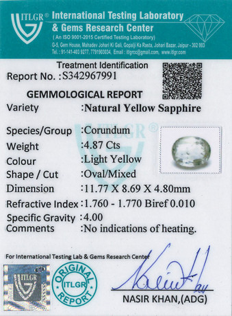 Yellow Sapphire - 4.87 Carat
