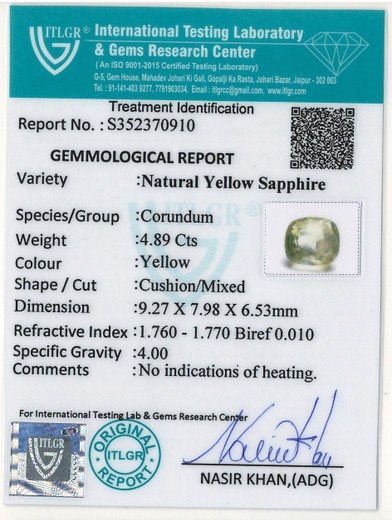 Yellow Sapphire - 4.89 Carat