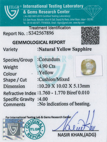 Yellow Sapphire - 4.9 Carat