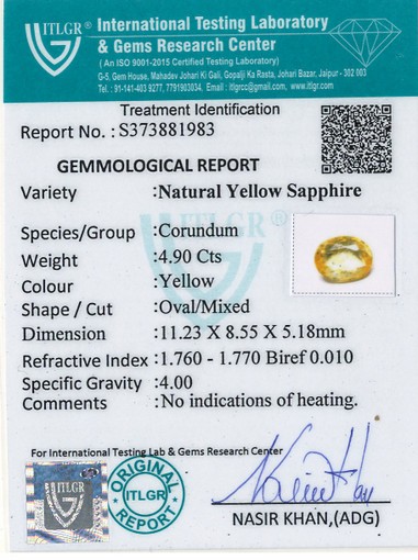 Yellow Sapphire - 4.9 Carat