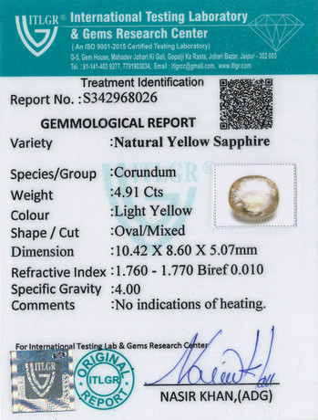 Yellow Sapphire - 4.91 Carat