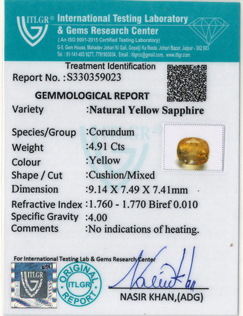 Yellow Sapphire - 4.91 Carat