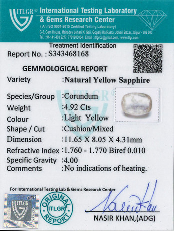 Yellow Sapphire - 4.92 Carat