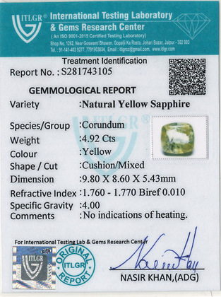 Yellow Sapphire - 4.92 Carat