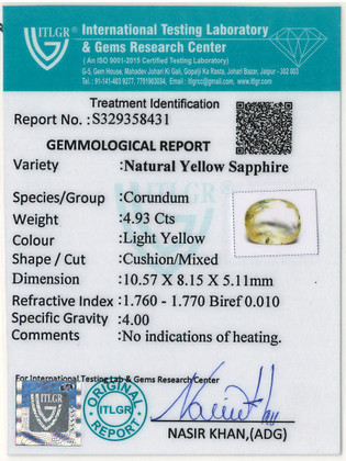 Yellow Sapphire - 4.93 Carat