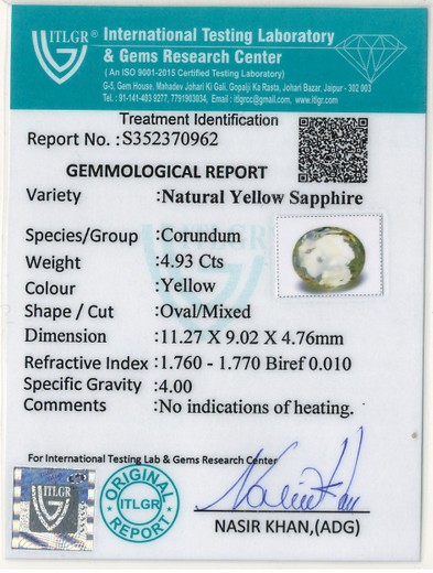 Yellow Sapphire - 4.93 Carat
