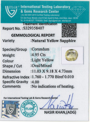 Yellow Sapphire - 4.95 Carat