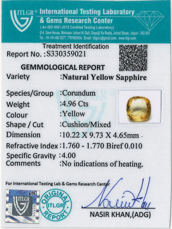 Yellow Sapphire - 4.96 Carat
