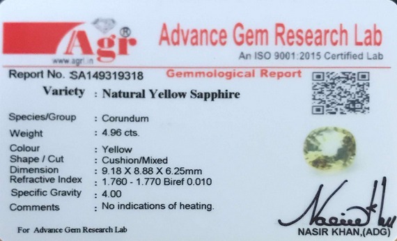 Yellow Sapphire - 4.96 Carat