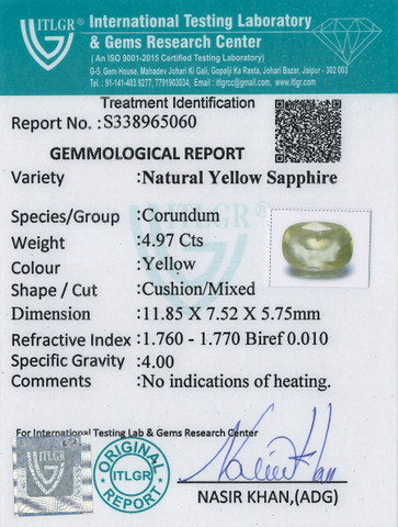Yellow Sapphire - 4.97 Carat