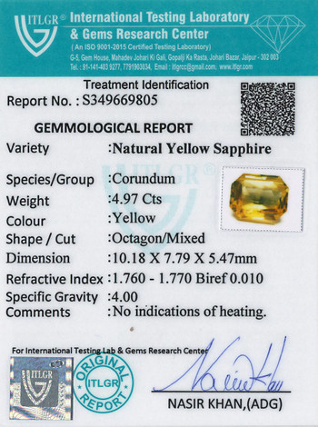 Yellow Sapphire - 4.97 Carat