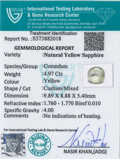 Yellow Sapphire - 4.97 Carat