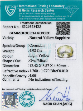 Yellow Sapphire - 4.98 Carat