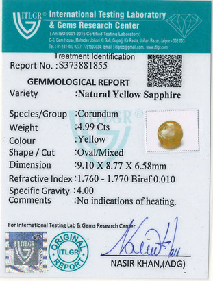 Yellow Sapphire - 4.99 Carat