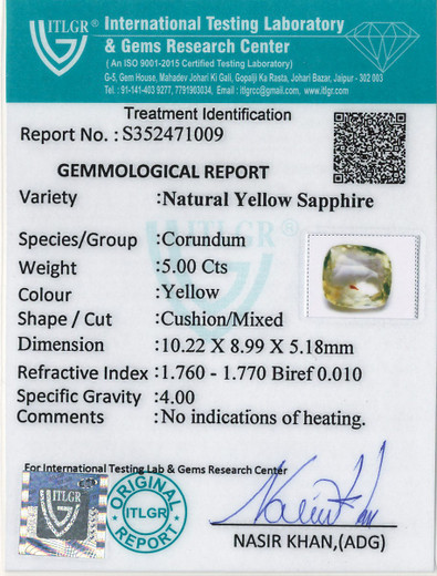 Yellow Sapphire - 5 Carat