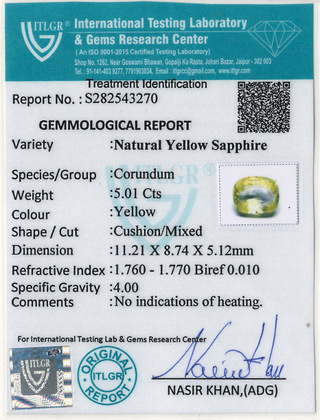 Yellow Sapphire - 5.01 Carat