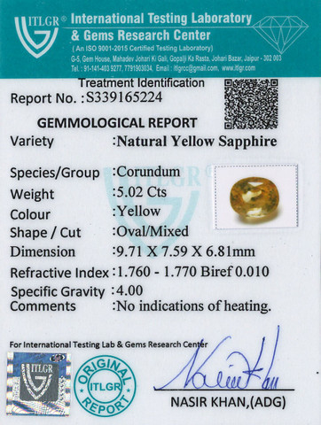 Yellow Sapphire - 5.02 Carat