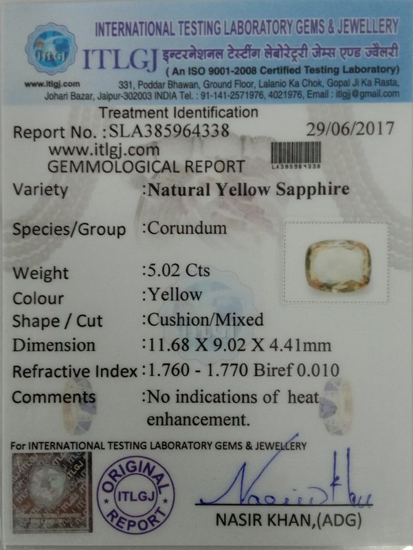 Yellow Sapphire - 5.02 Carat