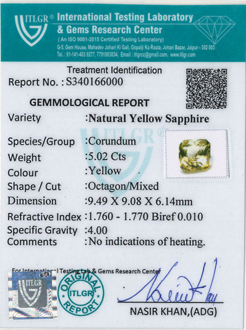 Yellow Sapphire - 5.02 Carat