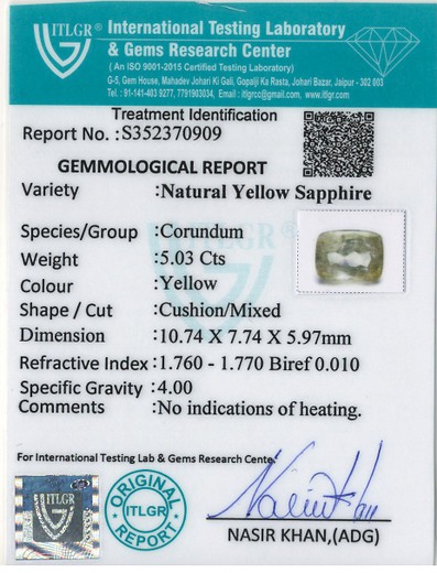 Yellow Sapphire - 5.03 Carat