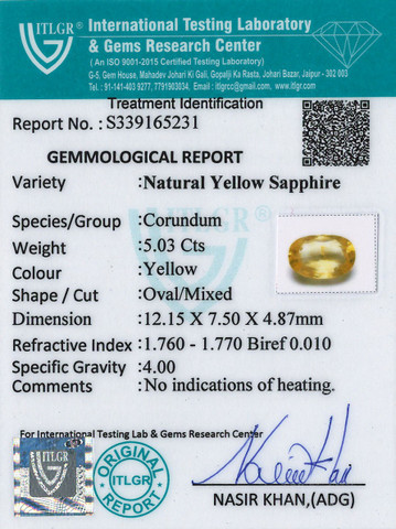 Yellow Sapphire - 5.03 Carat