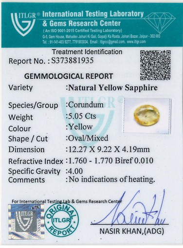 Yellow Sapphire - 5.05 Carat