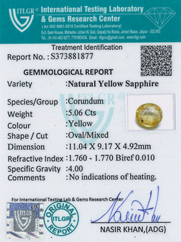 Yellow Sapphire - 5.06 Carat