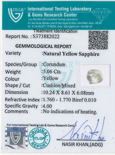 Yellow Sapphire - 5.06 Carat
