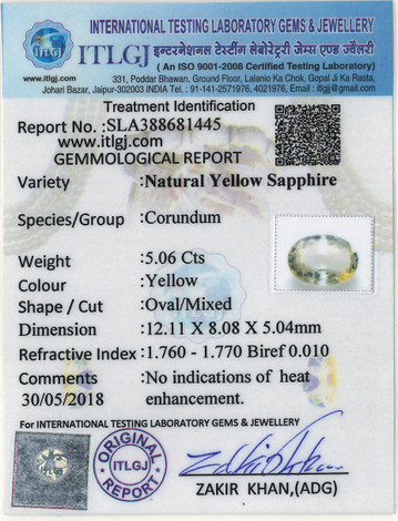 Yellow Sapphire - 5.06 Carat