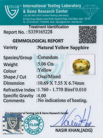 Yellow Sapphire - 5.06 Carat