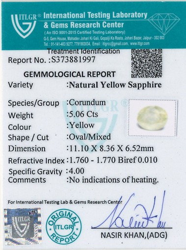 Yellow Sapphire - 5.06 Carat