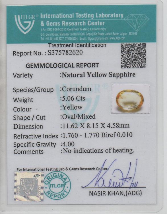 Yellow Sapphire - 5.06 Carat
